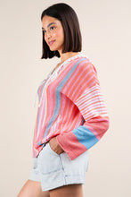 Load image into Gallery viewer, Spring Striped Knit Sweater Hoodie Top
