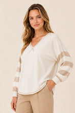 Load image into Gallery viewer, Taupe Striped Long Sleeve Top
