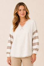 Load image into Gallery viewer, Taupe Striped Long Sleeve Top
