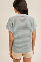 Load image into Gallery viewer, Open Collar Fishnet Knit Top
