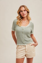 Load image into Gallery viewer, Scalloped Edge Short Sleeve Cardigan Top
