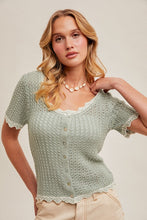 Load image into Gallery viewer, Scalloped Edge Short Sleeve Cardigan Top
