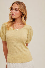 Load image into Gallery viewer, Scoop Neck Textured Bubble Sleeve Top
