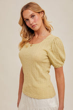 Load image into Gallery viewer, Scoop Neck Textured Bubble Sleeve Top
