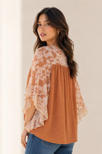Load image into Gallery viewer, Rust Relaxed Three-quarter Flutter Sleeve Top
