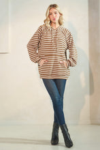 Load image into Gallery viewer, Long Puff Sleeve Stripe Urban Ribbed Hoodie Top
