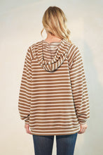 Load image into Gallery viewer, Long Puff Sleeve Stripe Urban Ribbed Hoodie Top
