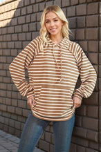 Load image into Gallery viewer, Long Puff Sleeve Stripe Urban Ribbed Hoodie Top
