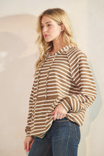Load image into Gallery viewer, Long Puff Sleeve Stripe Urban Ribbed Hoodie Top
