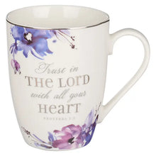 Load image into Gallery viewer, Mug White Floral Trust in the Lord Prov. 3:5
