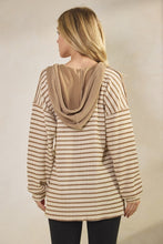 Load image into Gallery viewer, Jacquard Stripe Hooded Top With Buttons
