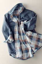 Load image into Gallery viewer, Blue Stone Corduroy And Plaid Flannel Shacket
