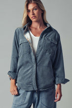 Load image into Gallery viewer, Blue Stone Corduroy And Plaid Flannel Shacket
