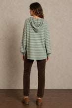 Load image into Gallery viewer, Striped Knit Hooded Long Sleeve Top - TEAL
