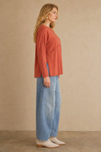Load image into Gallery viewer, Drop Shoulder Side Slit Top - RUST
