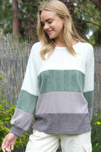 Load image into Gallery viewer, Plus Textured Color Blocked Long Sleeve Top
