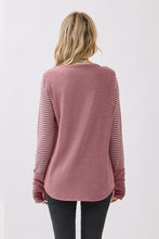 Load image into Gallery viewer, Marsala Striped Sleeve Button Front Top
