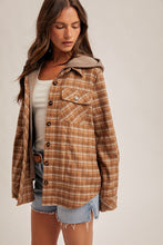 Load image into Gallery viewer, Button Down Plaid Fleece Lined Jacket - CARAMEL
