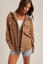 Load image into Gallery viewer, Button Down Plaid Fleece Lined Jacket - CARAMEL
