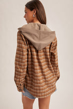Load image into Gallery viewer, Button Down Plaid Fleece Lined Jacket - CARAMEL
