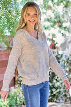Load image into Gallery viewer, Plus Oatmeal V-neck Sweater
