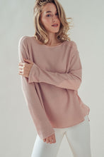 Load image into Gallery viewer, Pink Waffle Knit Cotton Patch Top
