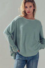Load image into Gallery viewer, Sage Waffle Knit Cotton Patch Top
