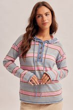 Load image into Gallery viewer, Pink And Aqua Light Weight Hoodie Pullover
