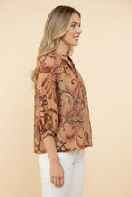 Load image into Gallery viewer, Plus Paisley Print V-Neck Balloon Sleeve Blouse
