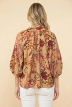 Load image into Gallery viewer, Plus Paisley Print V-Neck Balloon Sleeve Blouse
