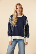 Load image into Gallery viewer, Plus Navy Mixed Print Oversized Sweatshirt
