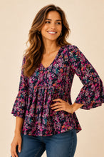 Load image into Gallery viewer, Plus Botanical Bell Sleeve Babydoll Top
