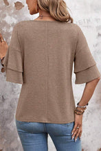 Load image into Gallery viewer, Camel V Neck Ruffle Sleeve Top
