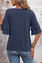 Load image into Gallery viewer, Blue V Neck Ruffle Sleeve Top
