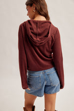 Load image into Gallery viewer, Wine Button Down Hooded Cardigan
