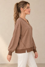 Load image into Gallery viewer, Balloon Sleeve Relaxed Pullover Top - BROWN
