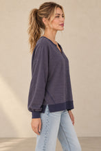 Load image into Gallery viewer, Balloon Sleeve Relaxed Pullover Top - NAVY
