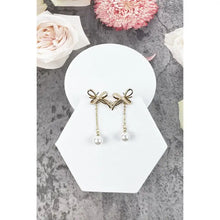 Load image into Gallery viewer, Bow with Drop Pearl Earrings
