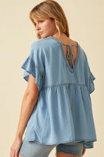 Load image into Gallery viewer, Womens Tencel Frayed Double V Neck Top
