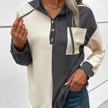 Load image into Gallery viewer, Waffle Colorblock Drop Shoulder Hoodie
