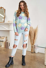 Load image into Gallery viewer, Floral Popped 2 Tone Sweater Top
