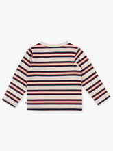 Load image into Gallery viewer, Boys Oatmeal &amp; Rust Stripe Knit Long Sleeve Henley Tee
