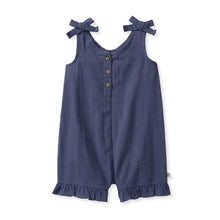 Load image into Gallery viewer, Check Gauze Blue Girl Romper - Blue Smoke

