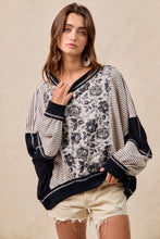Load image into Gallery viewer, Rose Twill And Stripe Mixed Top
