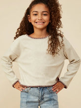 Load image into Gallery viewer, Girls Brushed Contrast Stitch Long Sleeve Knit T Shirt
