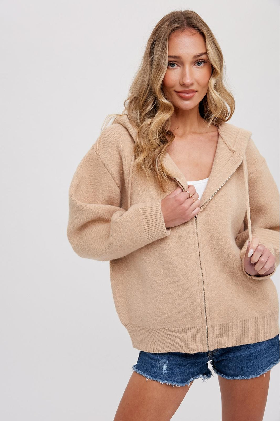 Sweater Zip-Up Hooded Jacket
