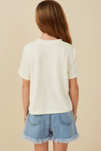 Load image into Gallery viewer, Girls Studded Star Patch Textured Knit T Shirt
