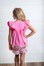 Load image into Gallery viewer, Kids Sophia Pink Floral Spring Summer Ruffle Short Set
