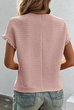 Load image into Gallery viewer, Solid Textured Ruffled Short Sleeve Blouse
