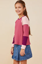 Load image into Gallery viewer, Girls Color Block Ribbed Knit Long Sleeve Top
